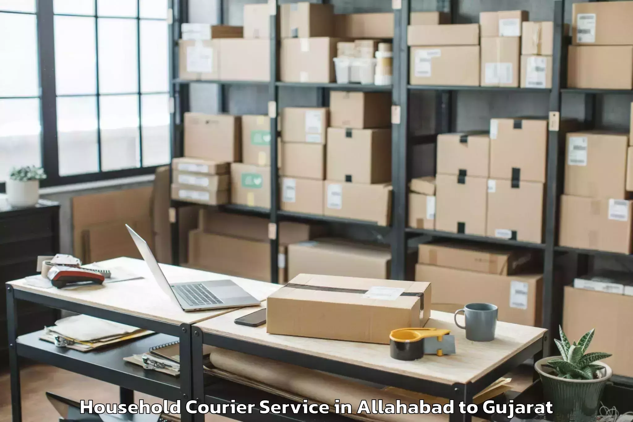 Reliable Allahabad to Harij Household Courier